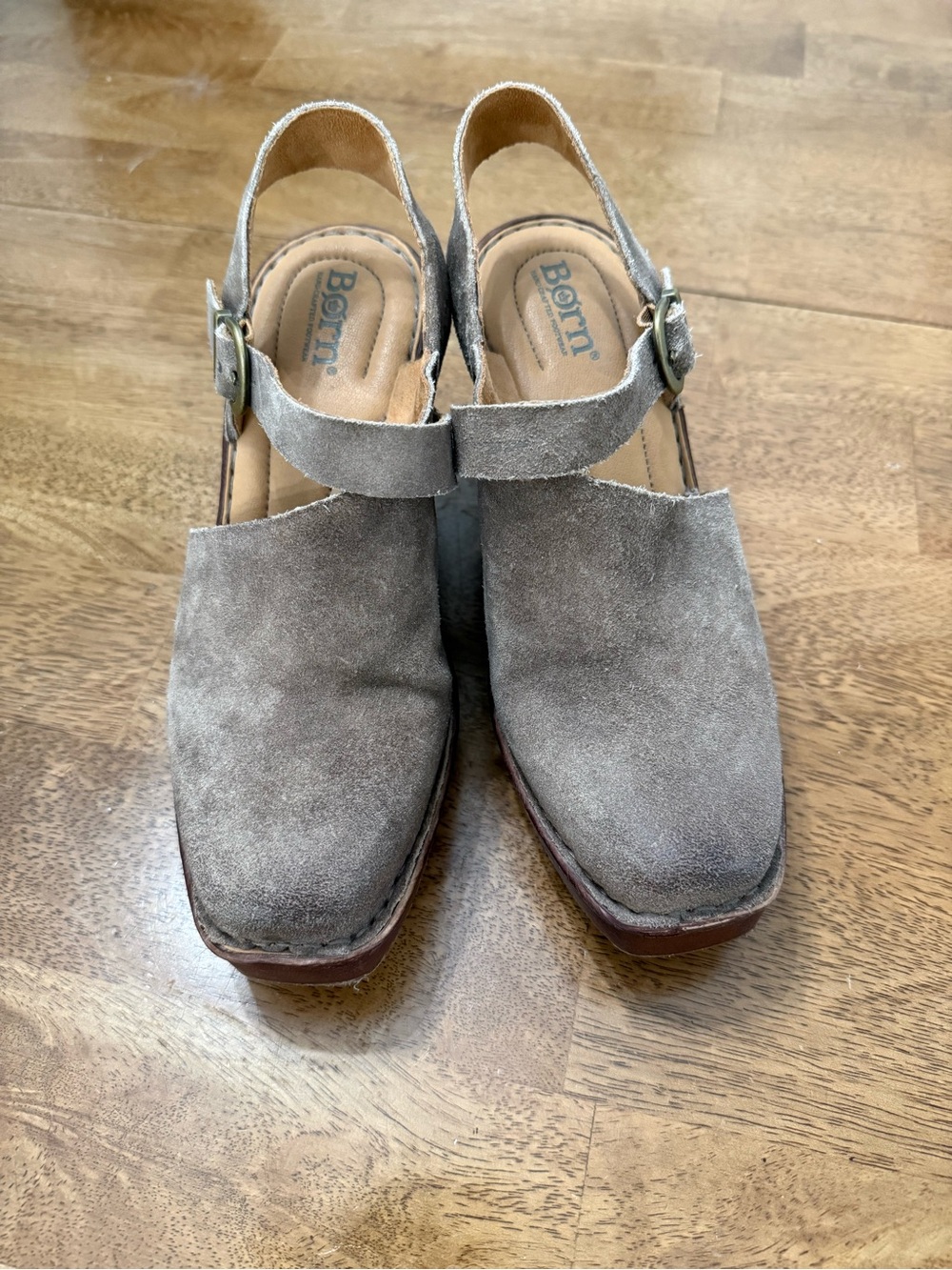 Born Taupe Suede Slingback Clog Mules